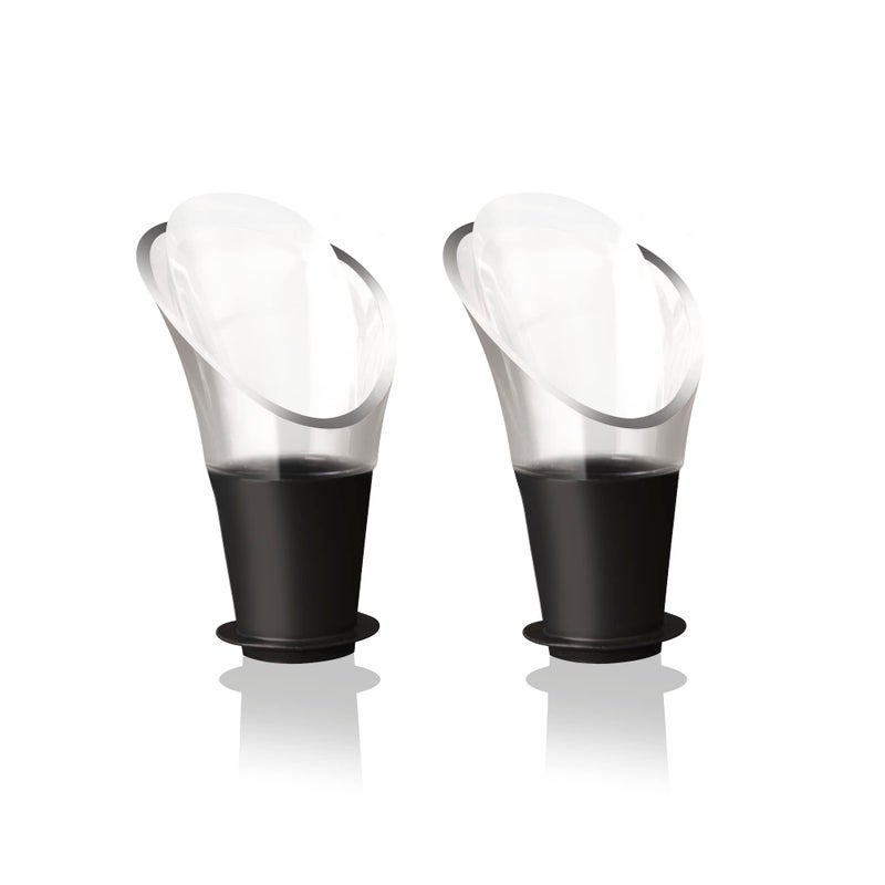 Vacu Vin Crystal Wine Server Set of 2 - Black, 5.5 x 7 x 1 inches - Image 1